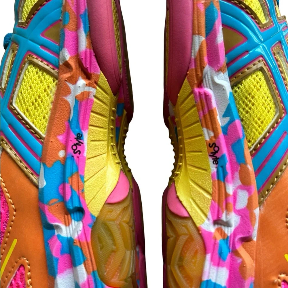 Asics Gel Flashpoint Running Cross Training Volleyball Orange Flame Pink Sneaker - Picture 7 of 11